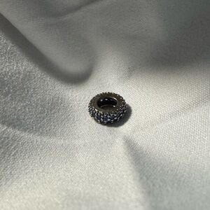 Authentic Pandora Sparkle Spacer Charm in Sterling Silver w/ Crystal Blue (pair)